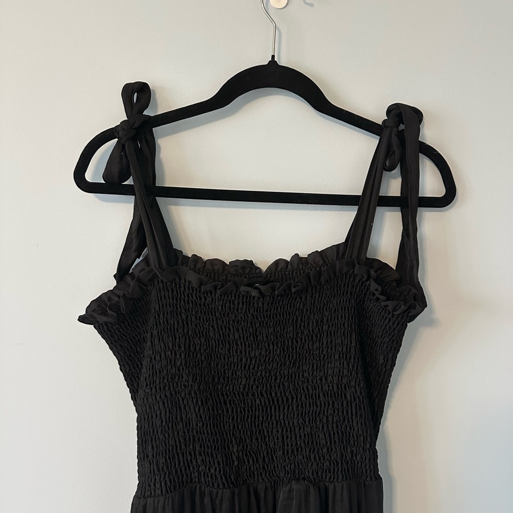 Summersalt smocked black satin dress